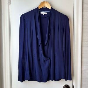 Sandwich_ Mixed Media Cascading Jacket Blue